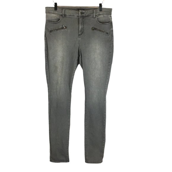 NYDJ Denim - NYDJ Alina Leggings  Jeans Front Zipper Pockets Gray Black (16 L)